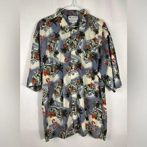 Columbia Men's Hawaiian Button Down Aloha Shirt SZ L